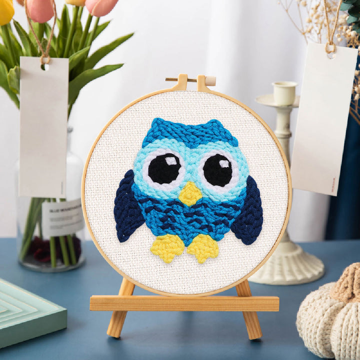 Punch Needle 20x20 Blaue Eule - Kidis Art