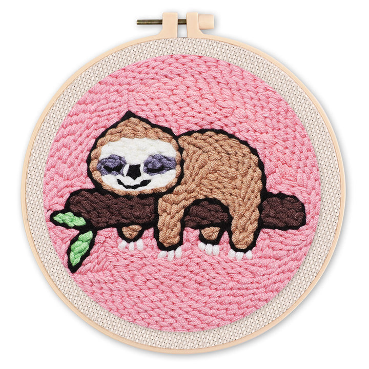 Punch Needle 20x20 Faultier auf einem Ast - Kidis Art