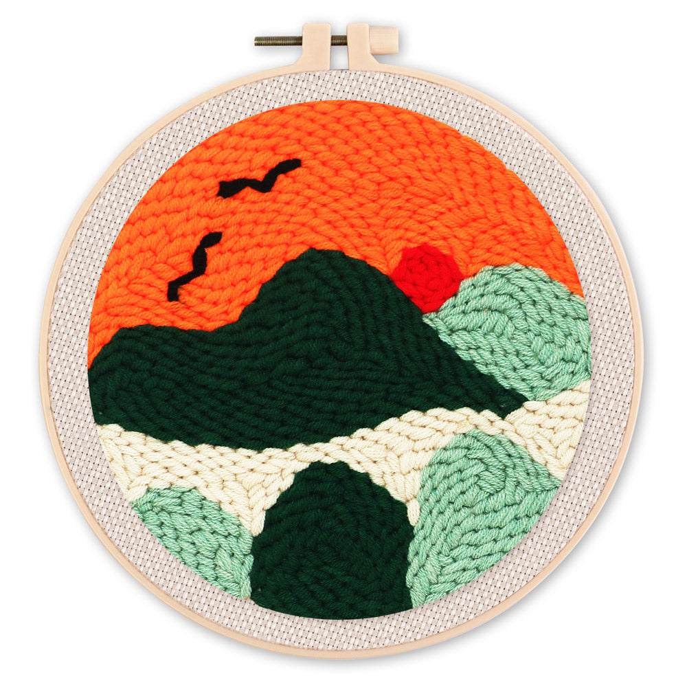 Punch Needle 20x20 Oranger Sonnenuntergang - Kidis Art