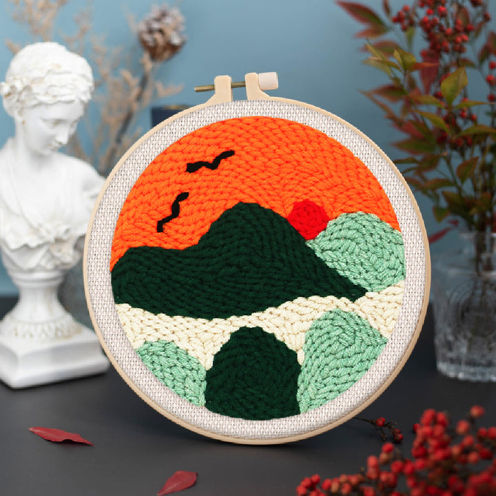 Punch Needle 20x20 Oranger Sonnenuntergang - Kidis Art