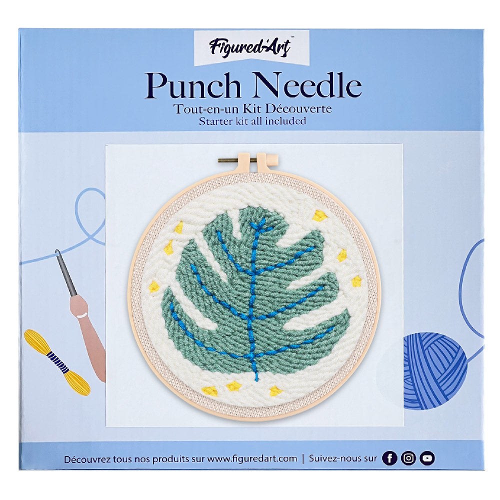 Punch Needle 20x20 Grünes Blatt - Kidis Art