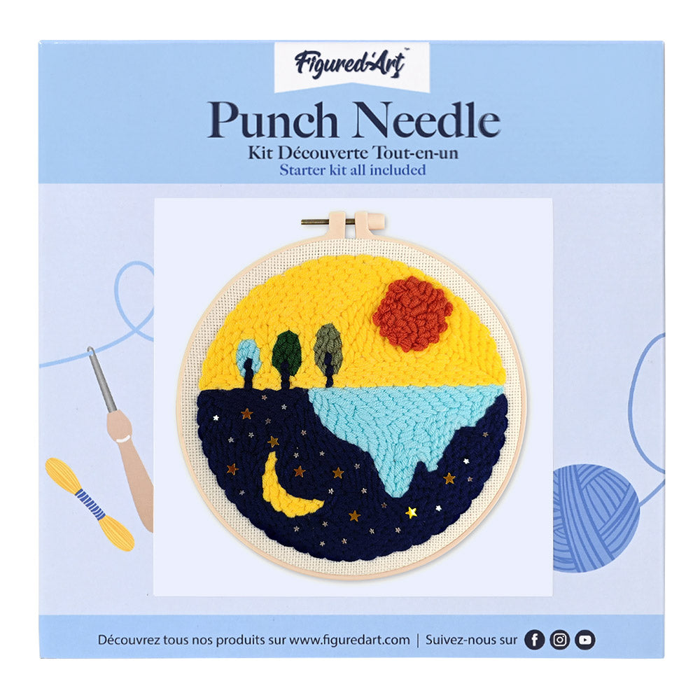 Punch Needle 20 x 20 cm Mond und Sonne - Kidis Art