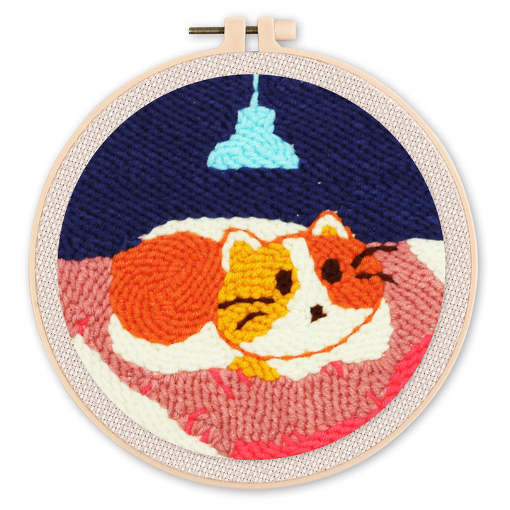 Punch Needle 20x20 Eine Katze in ihrem Bett - Kidis Art