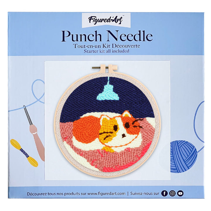 Punch Needle 20x20 Eine Katze in ihrem Bett - Kidis Art