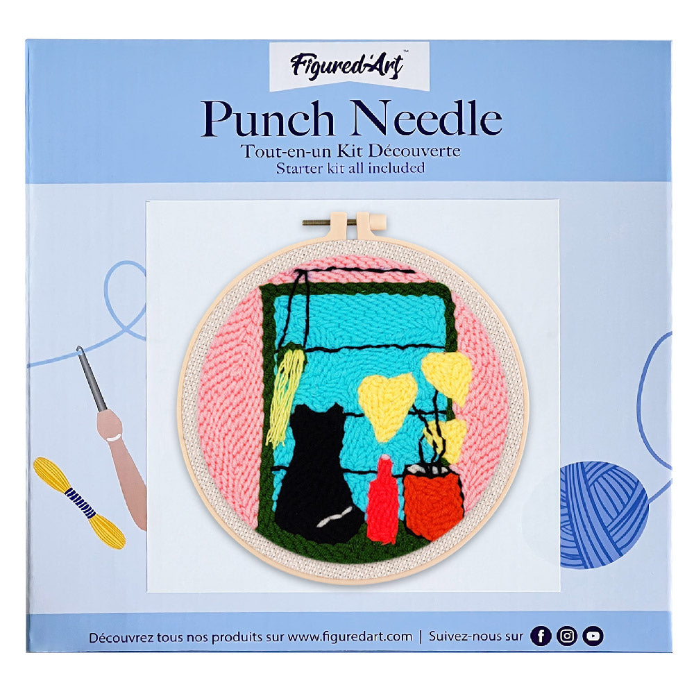 Punch Needle 20x20 Katze am Fenster - Kidis Art