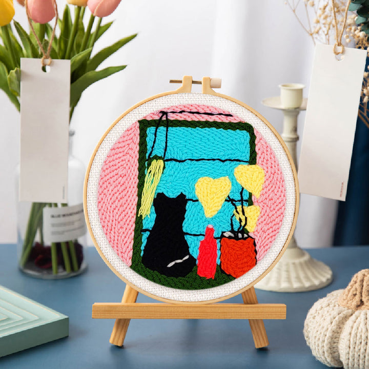 Punch Needle 20x20 Katze am Fenster - Kidis Art