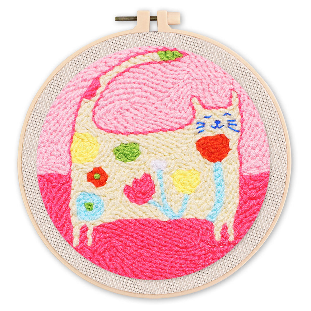 Punch Needle 20x20 Blumenkatze - Kidis Art