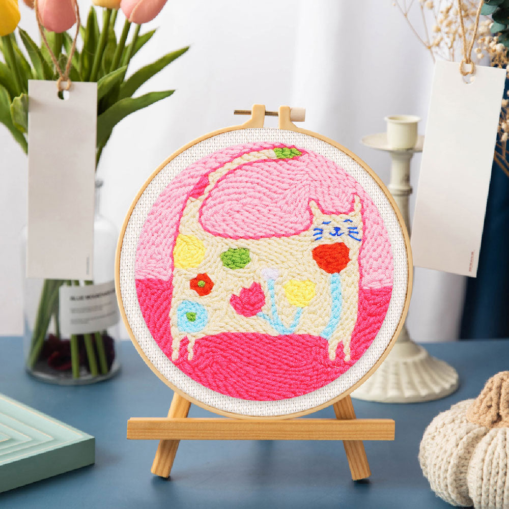 Punch Needle 20x20 Blumenkatze - Kidis Art