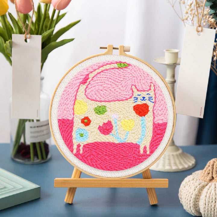 Punch Needle 20x20 Blumenkatze - Kidis Art