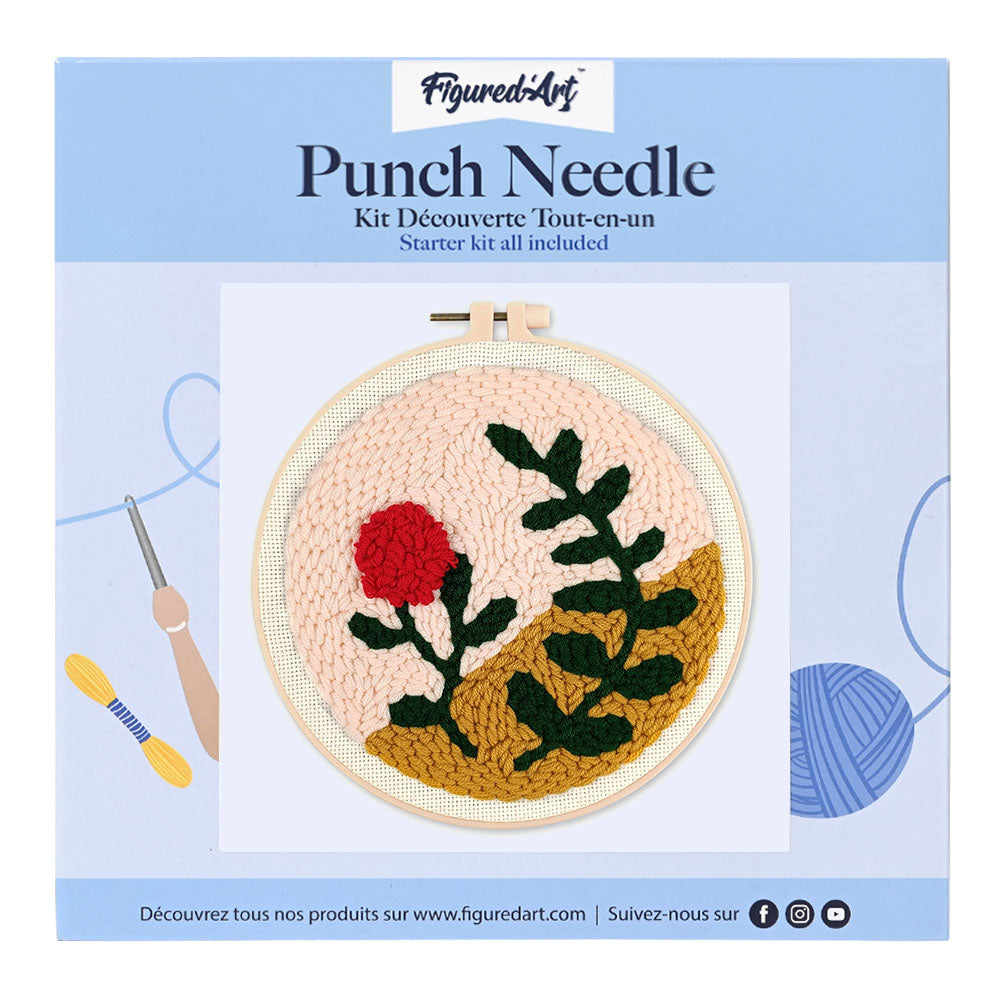 Punch Needle 20 x 20 cm Zweig und Rose - Kidis Art