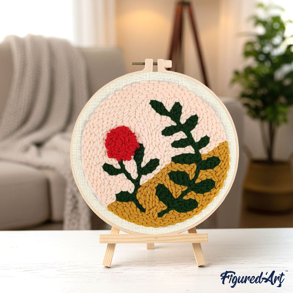 Punch Needle 20 x 20 cm Zweig und Rose - Kidis Art