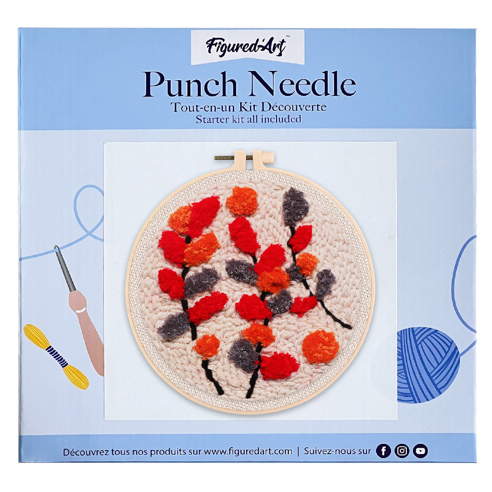Punch Needle 20x20 Bunte Zweige auf einem beigen Hintergrund - Kidis Art