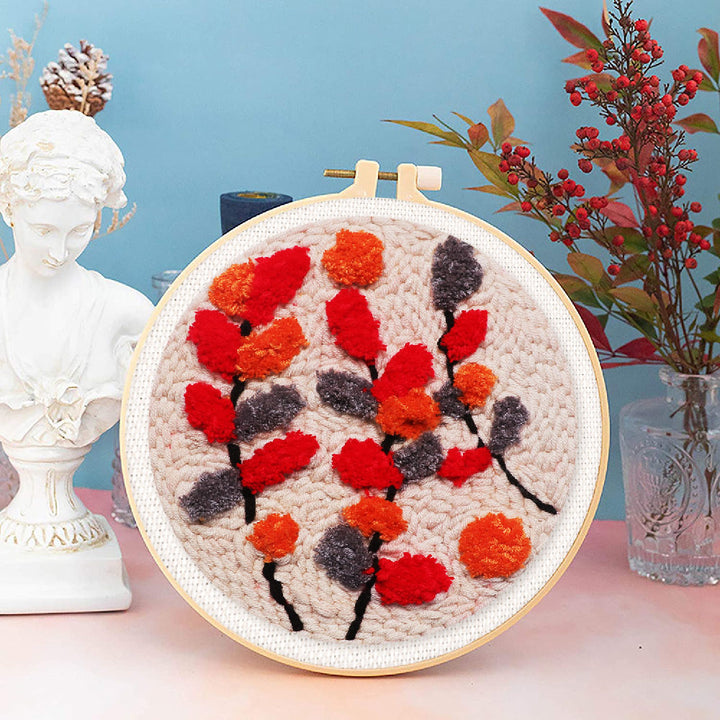 Punch Needle 20x20 Bunte Zweige auf einem beigen Hintergrund - Kidis Art
