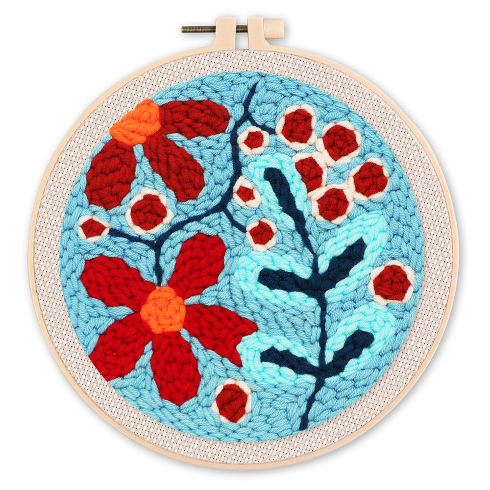 Punch Needle 20x20 Ein Strauss roter Blumen - Kidis Art