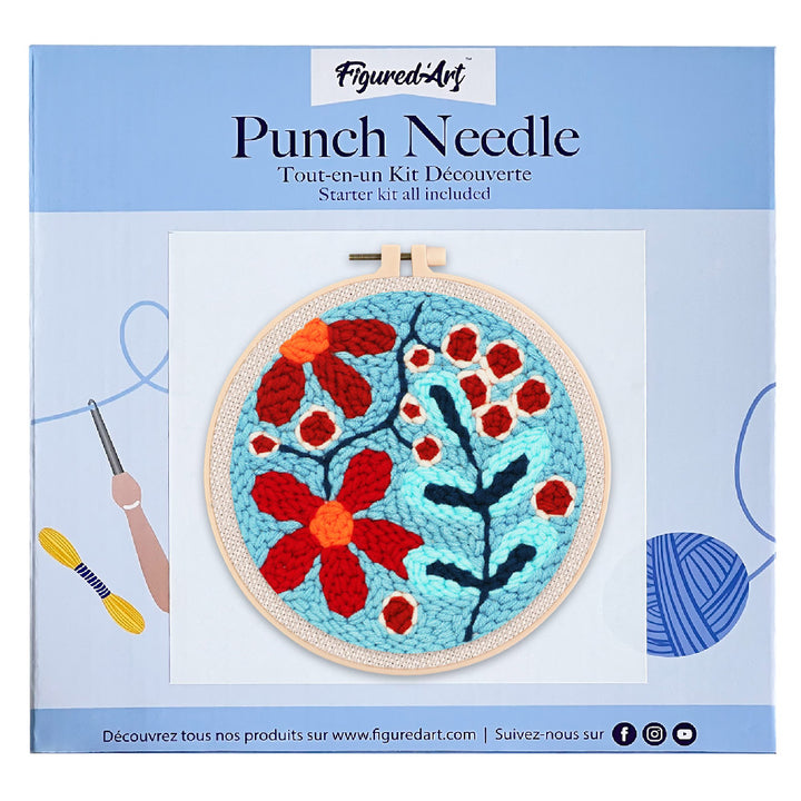 Punch Needle 20x20 Ein Strauss roter Blumen - Kidis Art