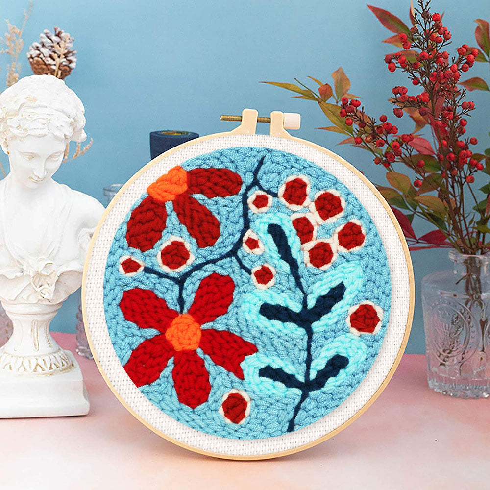 Punch Needle 20x20 Ein Strauss roter Blumen - Kidis Art