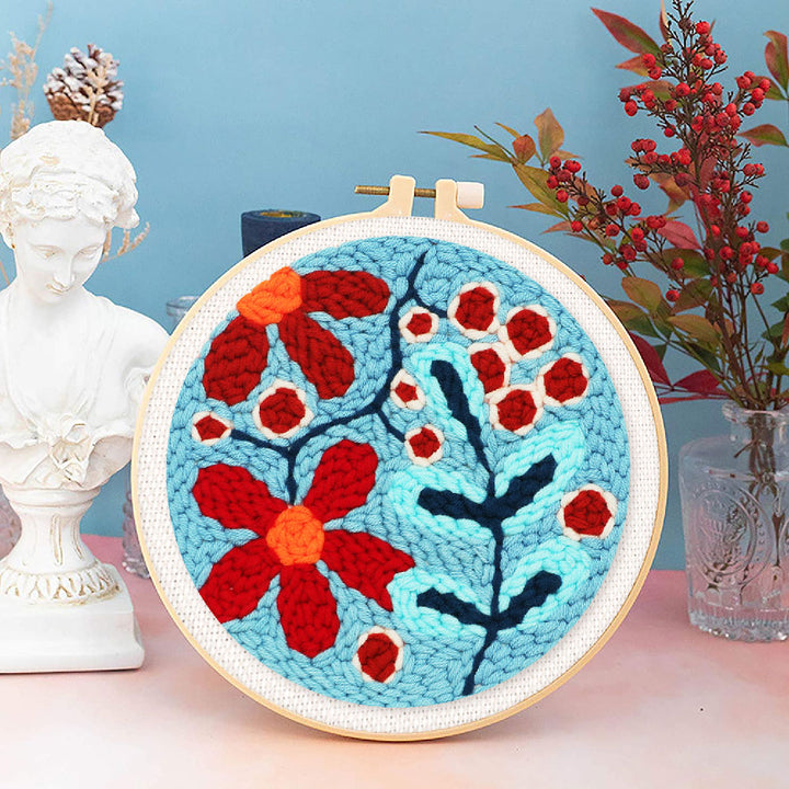 Punch Needle 20x20 Ein Strauss roter Blumen - Kidis Art