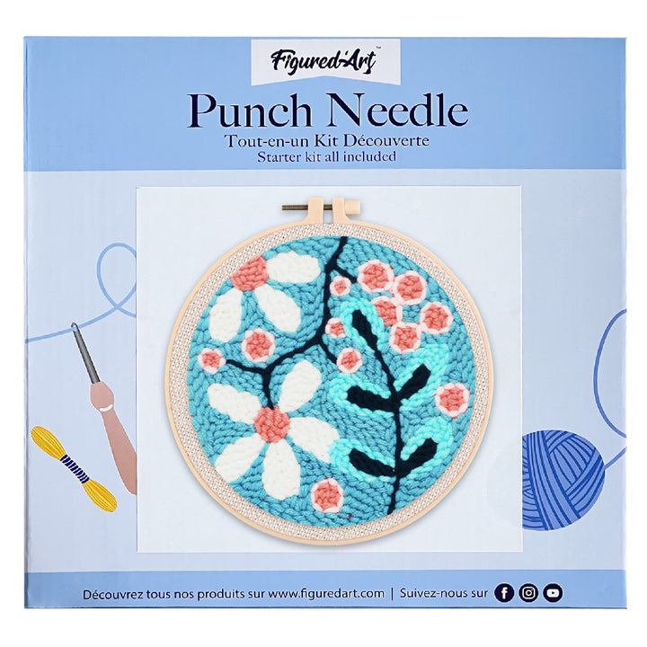 Punch Needle 20x20 Ein Strauss weisser Blumen - Kidis Art