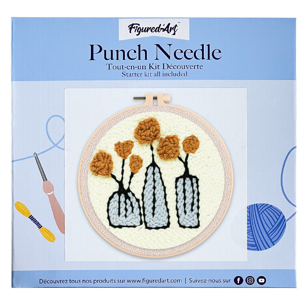 Punch Needle 20x20 Blumen in Vasen - Kidis Art