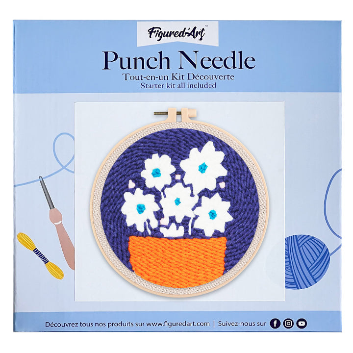 Punch Needle 20x20 Weisse Blumen - Kidis Art