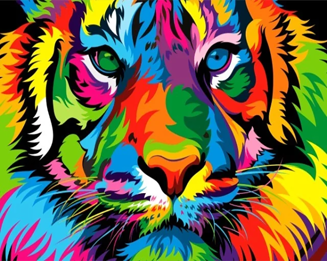 Kreuzstich 32x40cm – Pop Art Tiger - Kidis Art