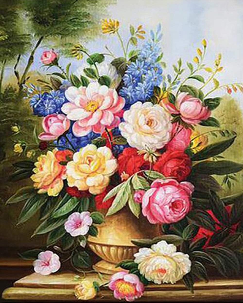 Kreuzstich 32x40cm – Farbiger Blumenstrauss - Kidis Art