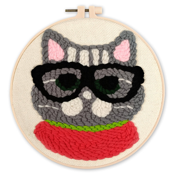 Punch Needle 20 x 20 cm Intellektuelle Katze - Kidis Art