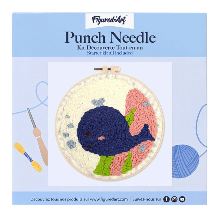 Punch Needle 20 x 20 cm Lächelnder Blauwal - Kidis Art