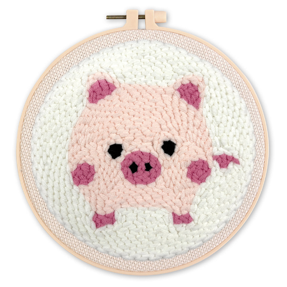 Punch Needle 20 x 20 cm Rosa Schweinchen - Kidis Art