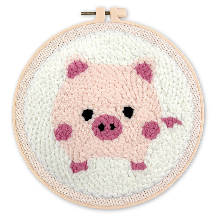 Punch Needle 20 x 20 cm Rosa Schweinchen - Kidis Art