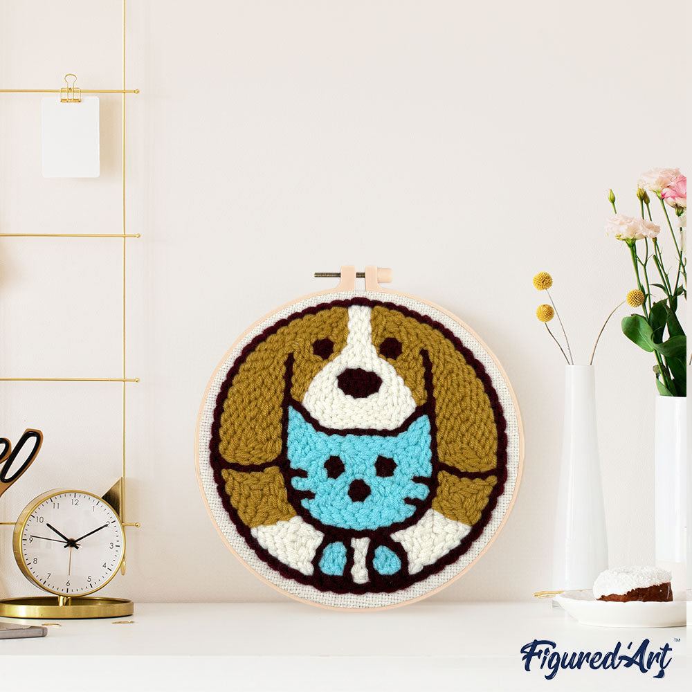 Punch Needle 20 x 20 cm Katze und Hund - Kidis Art