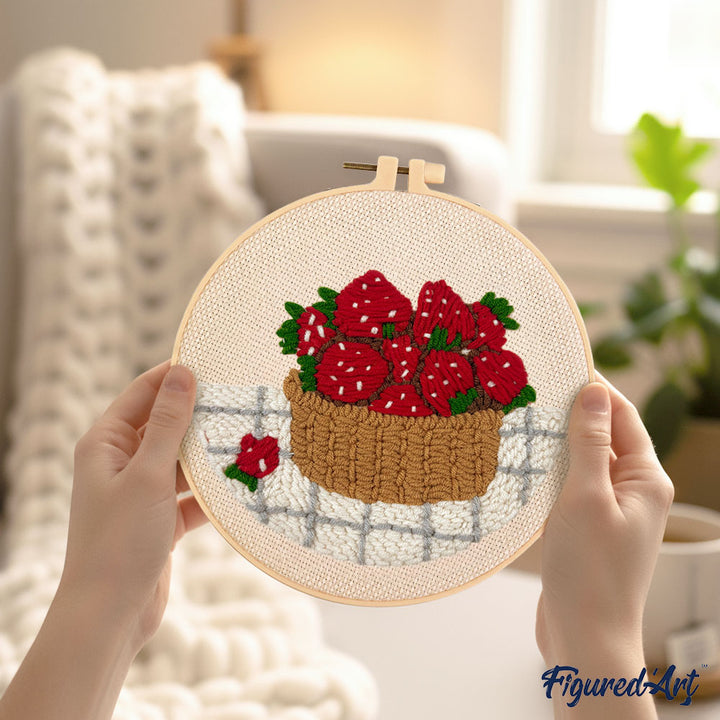 Punch Needle 20 x 20 cm Erdbeerkorb - Kidis Art
