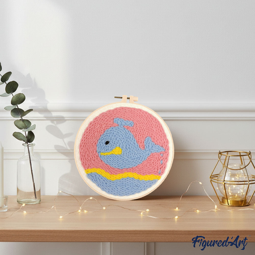 Punch Needle 20 x 20 cm Schwimmender Wal - Kidis Art
