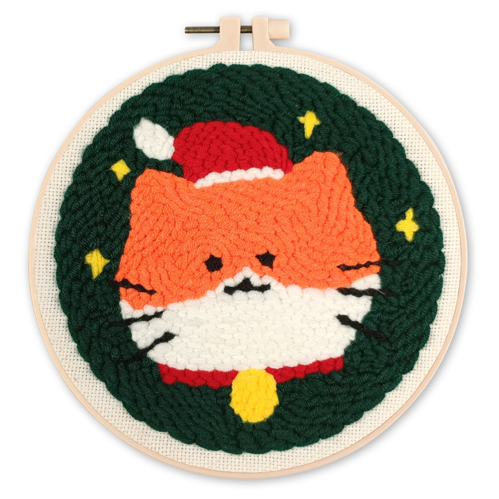 Punch Needle 20 x 20 cm Weihnachtskatze - Kidis Art