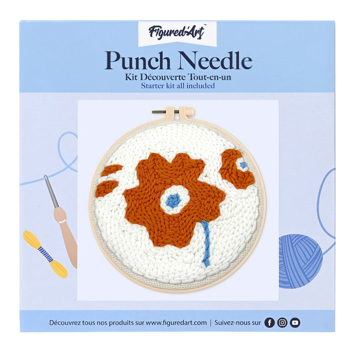 Punch Needle 20 x 20 cm Braune Mohnblume - Kidis Art