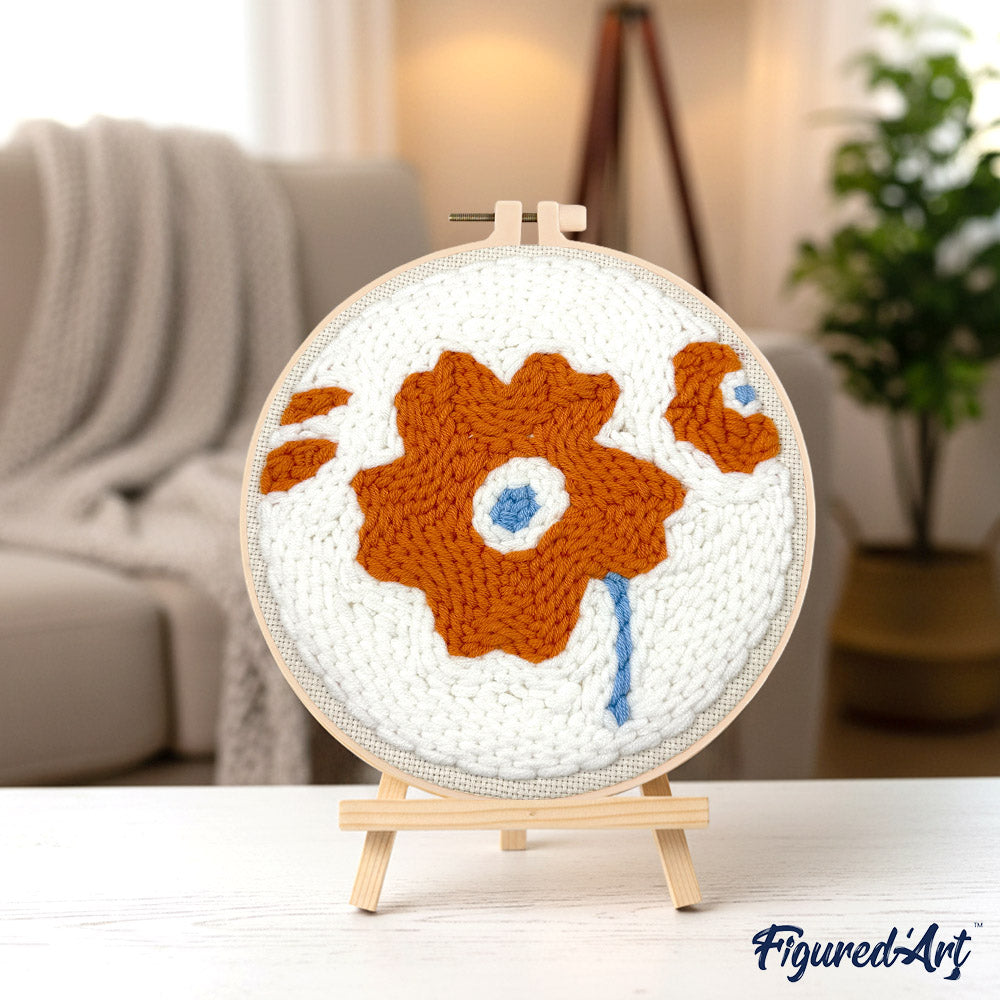 Punch Needle 20 x 20 cm Braune Mohnblume - Kidis Art