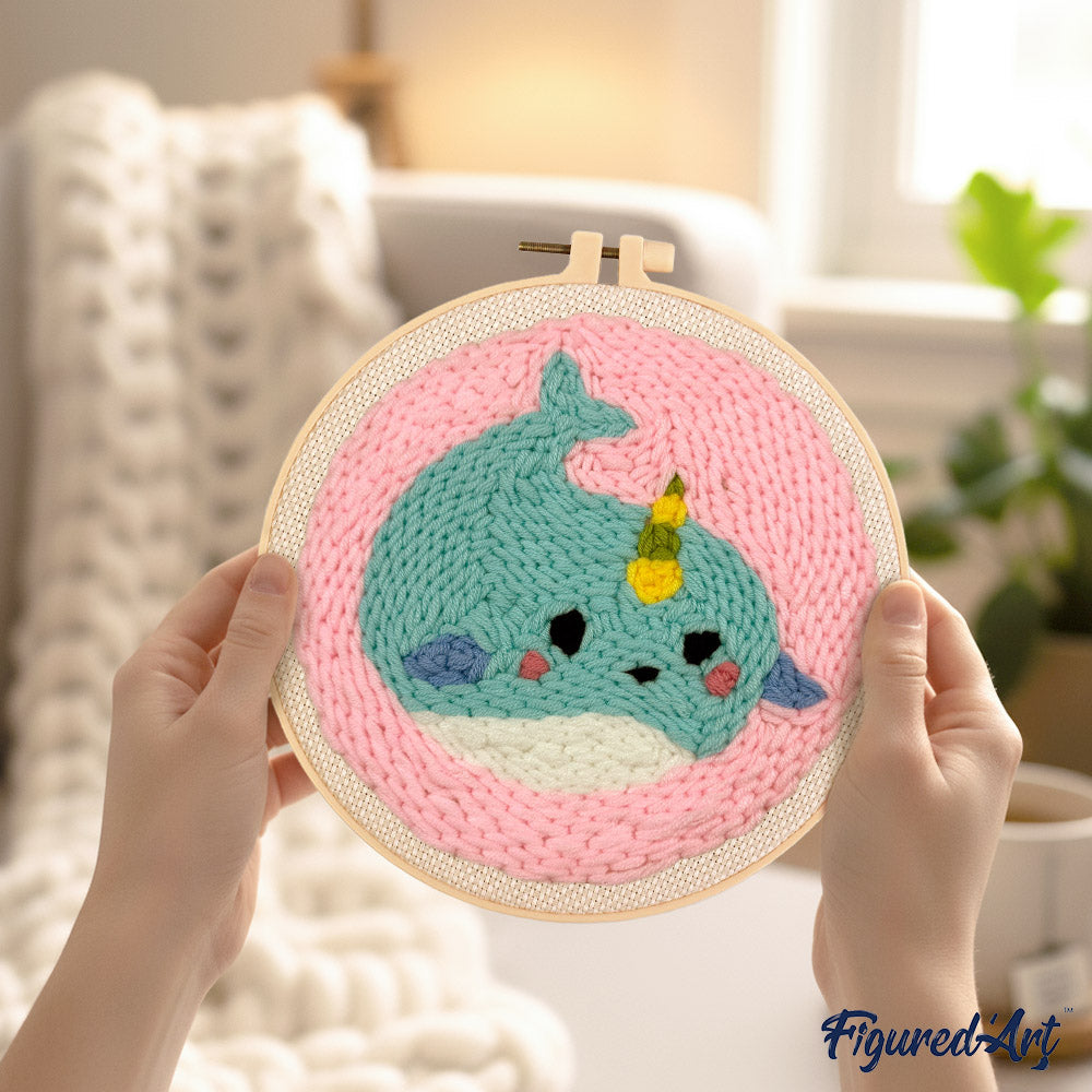 Punch Needle 20 x 20 cm Niedlicher Wal - Kidis Art