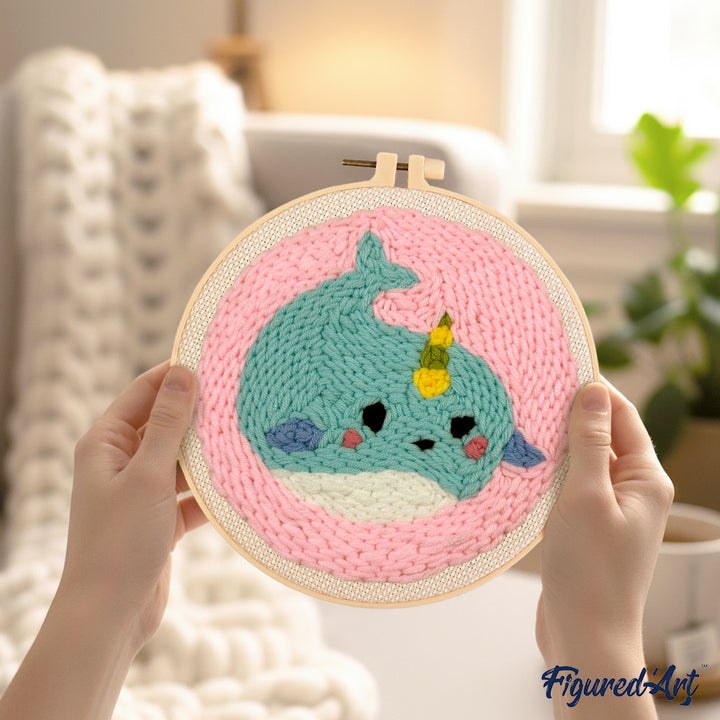 Punch Needle 20 x 20 cm Niedlicher Wal - Kidis Art