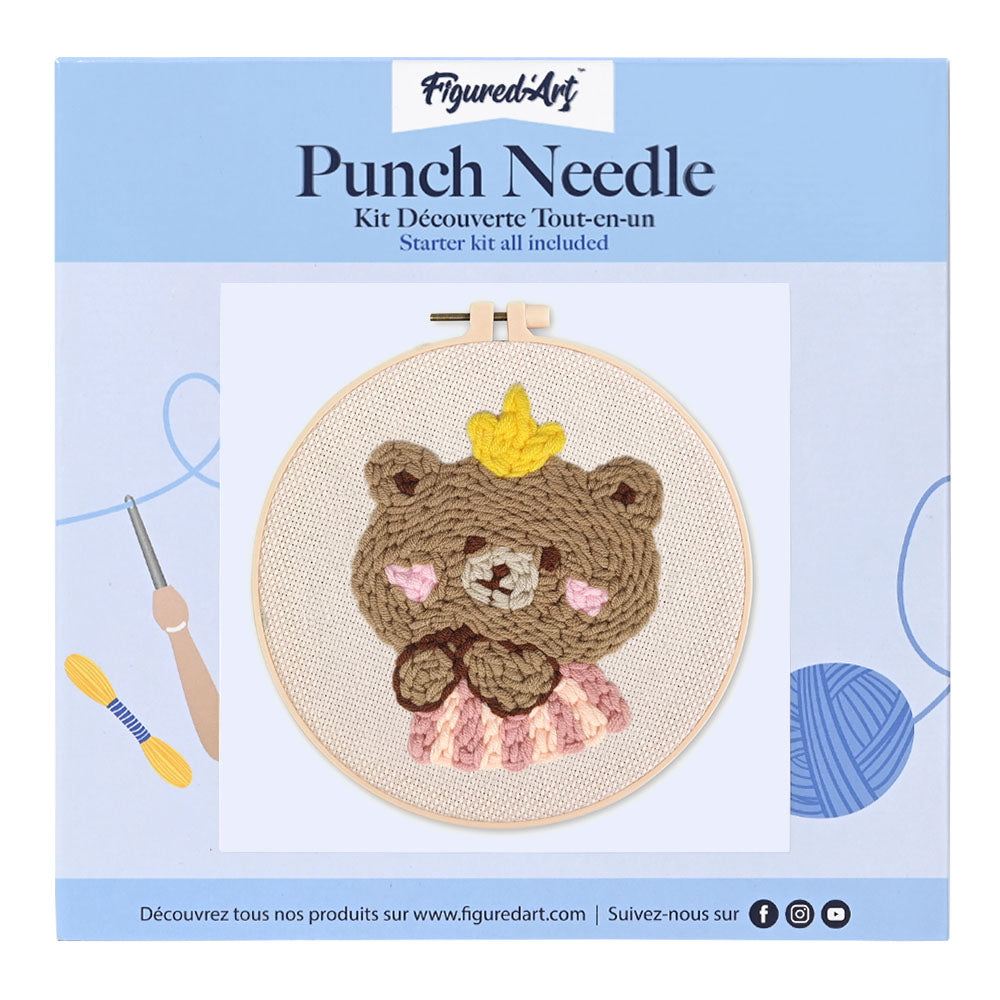 Punch Needle 20 x 20 cm Brauner Bär 1 - Kidis Art