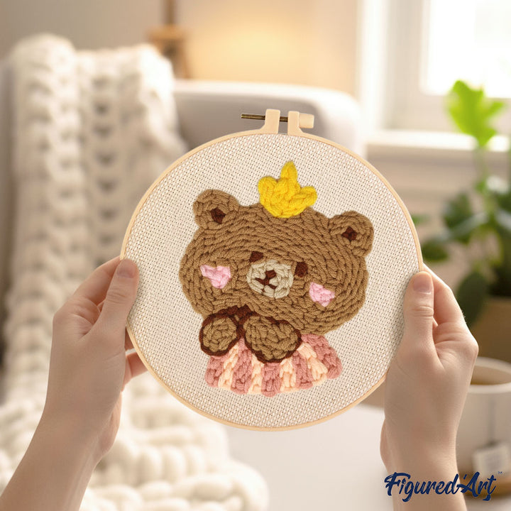 Punch Needle 20 x 20 cm Brauner Bär 1 - Kidis Art