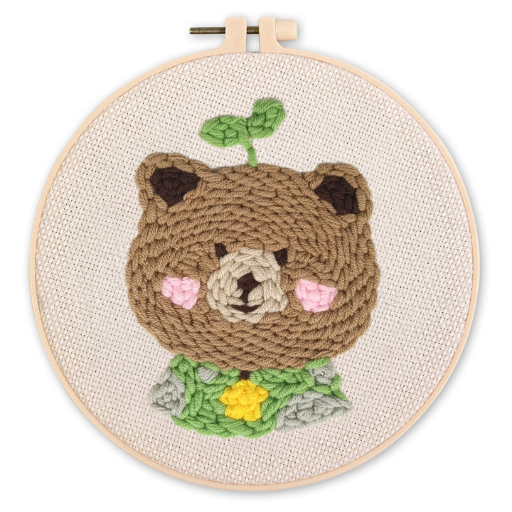 Punch Needle 20 x 20 cm Brauner Bär 2 - Kidis Art
