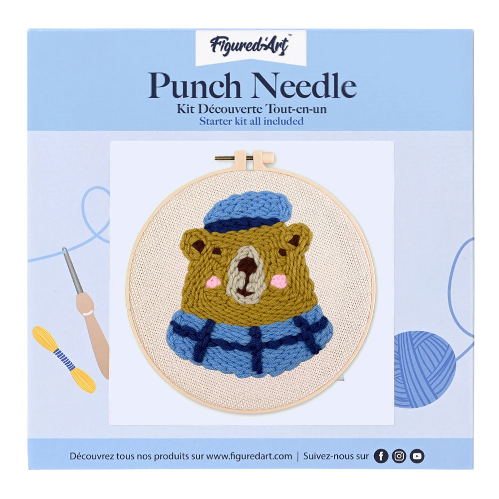 Punch Needle 20 x 20 cm Brauner Bär 3 - Kidis Art