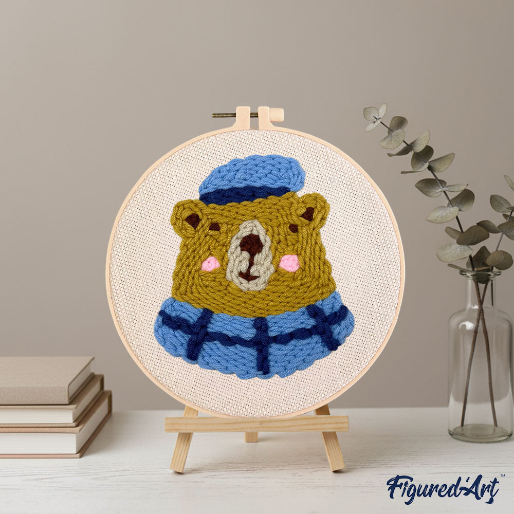 Punch Needle 20 x 20 cm Brauner Bär 3 - Kidis Art