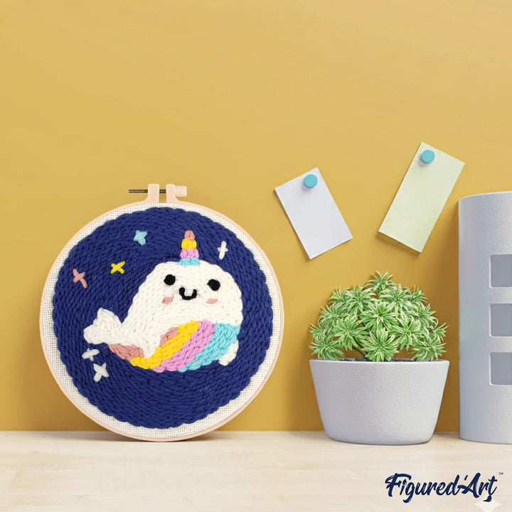 Punch Needle 20 x 20 cm Einhornwal - Kidis Art