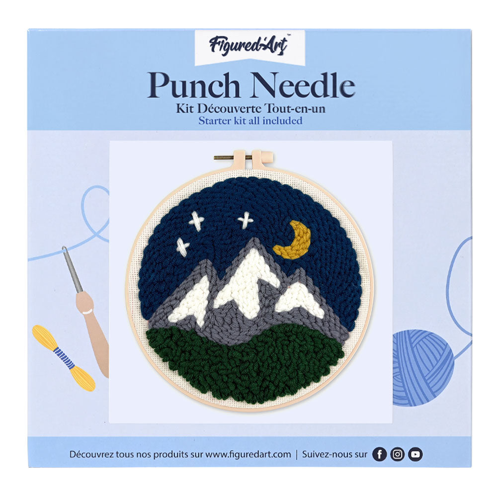 Punch Needle 20 x 20 cm Berge bei Nacht - Kidis Art