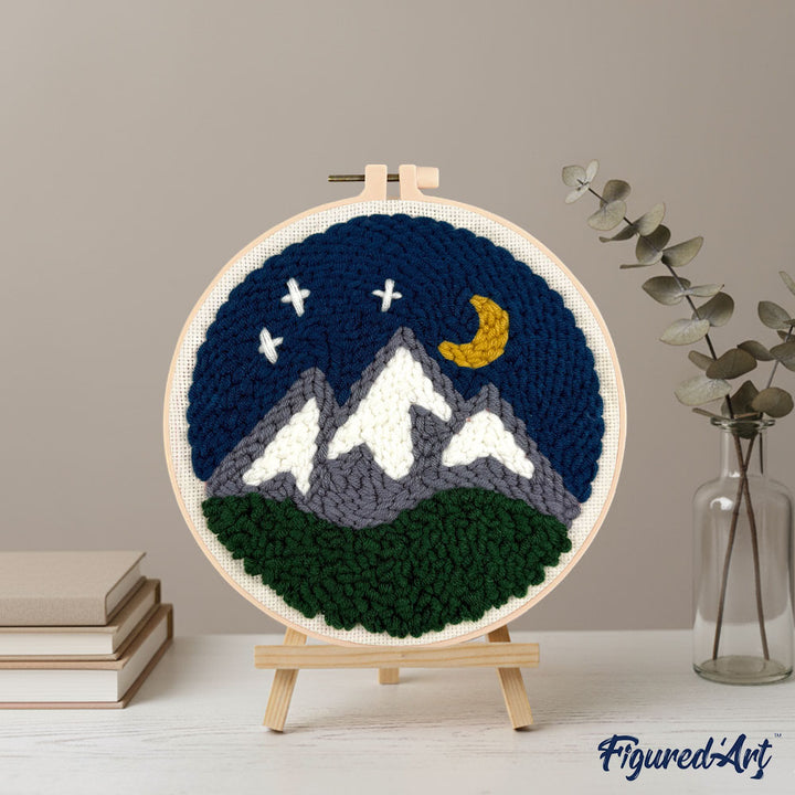 Punch Needle 20 x 20 cm Berge bei Nacht - Kidis Art