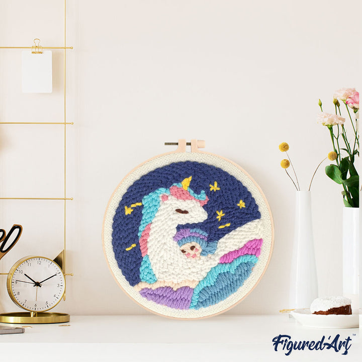Punch Needle 20 x 20 cm  Einhorn und Baby - Kidis Art