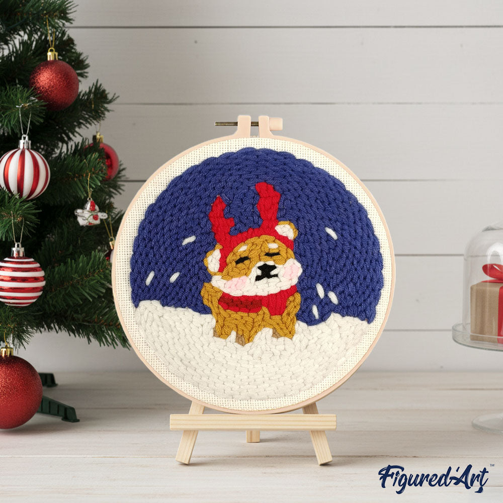 Punch Needle 20 x 20 cm Rentierhund - Kidis Art
