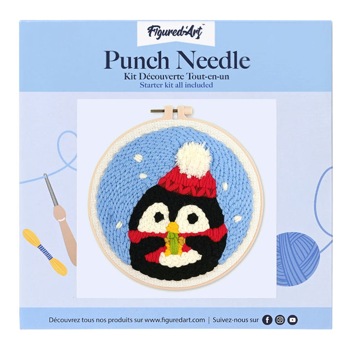 Punch Needle 20 x 20 cm Weihnachtspinguin - Kidis Art