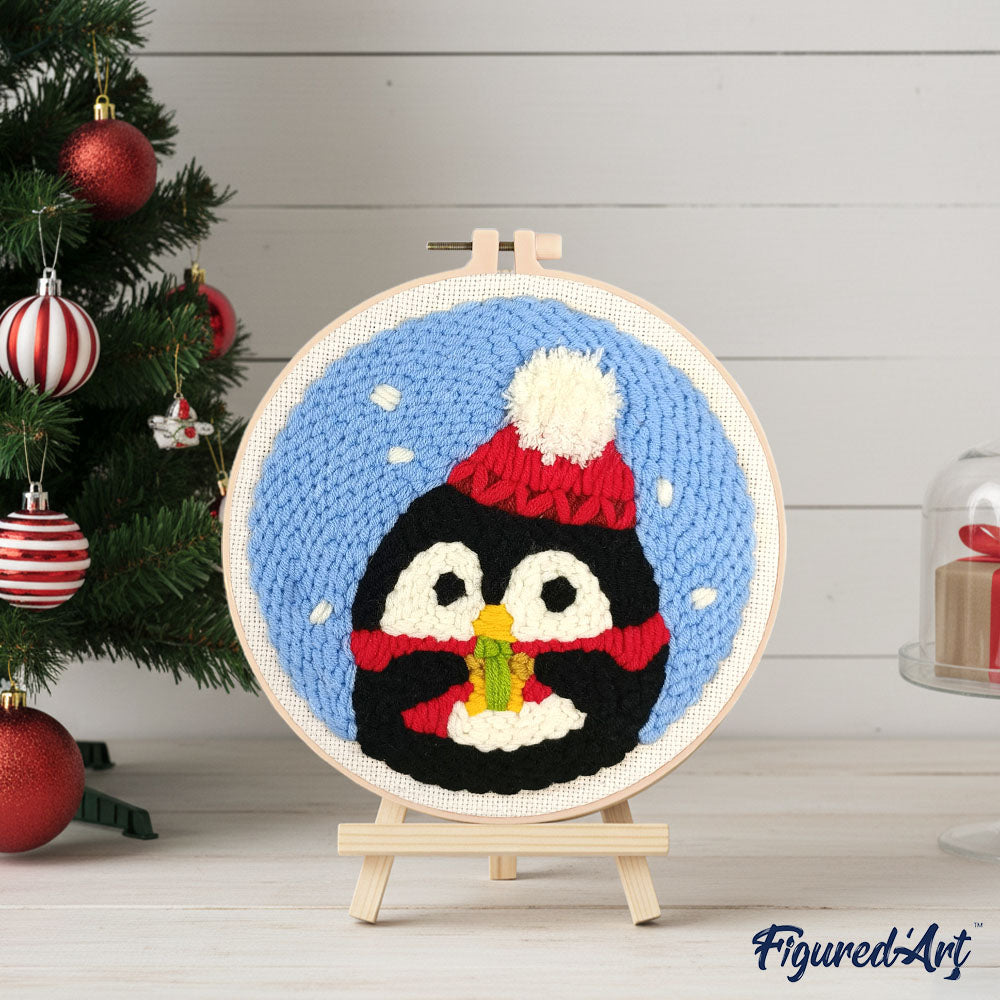 Punch Needle 20 x 20 cm Weihnachtspinguin - Kidis Art